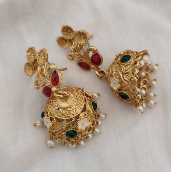 Lalso matte gold plated meenakri jhumka earring 2