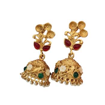 Lalso matte gold plated meenakri jhumka earring 3