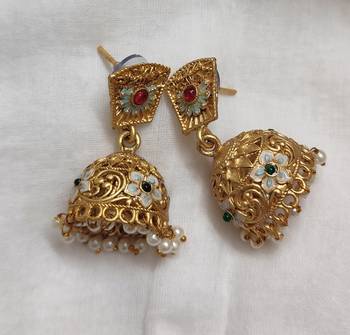 Lalso matte gold plated meenakri jhumka earring 2