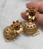 Lalso matte gold plated meenakri jhumka earring