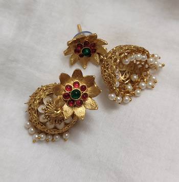Lalso matte gold plated meenakri jhumka earring 2