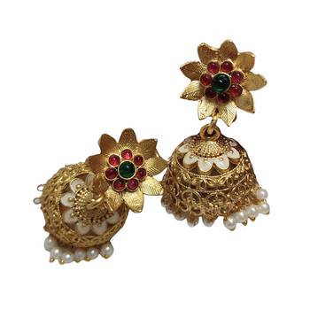 Lalso matte gold plated meenakri jhumka earring 3