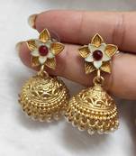Lalso matte gold plated meenakri jhumka earring