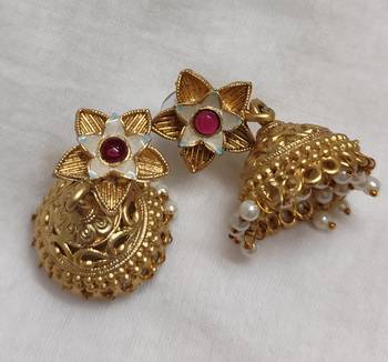 Lalso matte gold plated meenakri jhumka earring 2