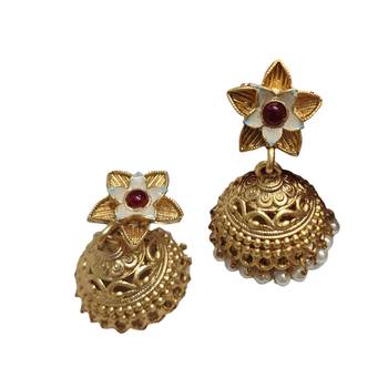 Lalso matte gold plated meenakri jhumka earring 4