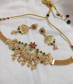 Lalso matte gold plated meenakari necklace earring jewelry set