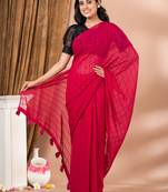 Gajri Chiffon Fabric Zari Stripes Saree