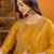 women mustard silk blend solid embroidered anarkali kurta palazzo with dupatta