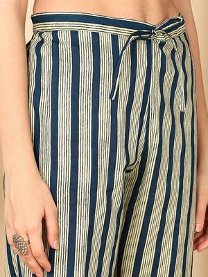 women navy blue rayon blend floral printed straight kurta trouser with dupatta 5