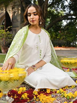 women green rayon blend solid embroidered straight kurta trouser with dupatta 1