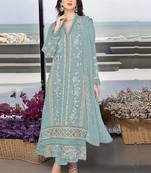 Sky  blue heavy faux georgette embroidery pakistani salwar suit