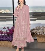 Light pink heavy faux georgette embroidery pakistani salwar suit
