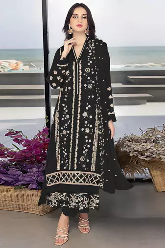 Black heavy faux georgette embroidery pakistani salwar suit
