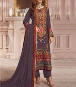 Wine heavy faux georgette embroidery pakistani salwar suit