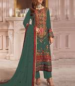 Green heavy faux georgette embroidery pakistani salwar suit