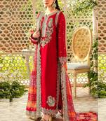 Red faux georgette embroidery pakistani salwar suit
