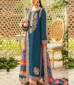 Blue faux georgette embroidery pakistani salwar suit