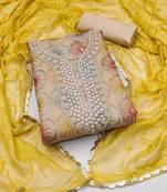 Yellow Organza Unstitched Dress Material