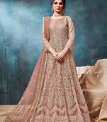 Net embroidered peach anarkali dress
