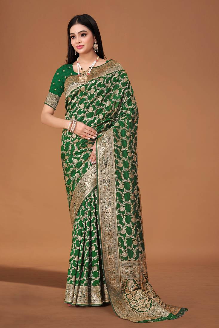 Phookari floral patterns with jaal banarasi saree