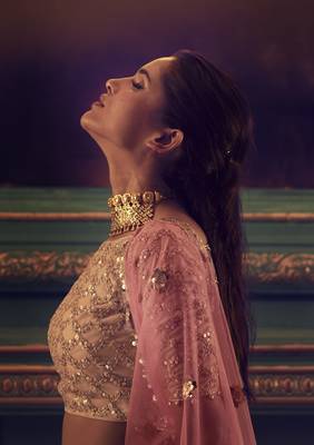 PINK SEQUINS AND DORI EMBROIDERED SOFT NET FESTIVE & PARTY WEAR SEMI STITCHED LEHENGA 4