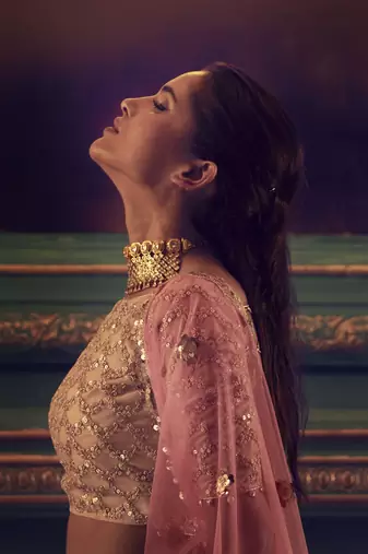PINK SEQUINS AND DORI EMBROIDERED SOFT NET FESTIVE & PARTY WEAR SEMI STITCHED LEHENGA