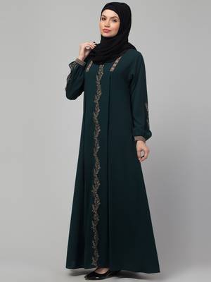 Women stylish Muslim traditional embroidered wear abaya 4