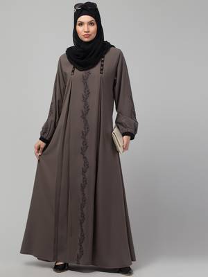 Grey Kashibo Resham Embroidered Burkha 1