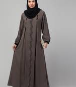 Grey Kashibo Resham Embroidered Burkha