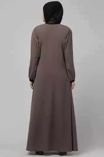 Grey Kashibo Resham Embroidered Burkha