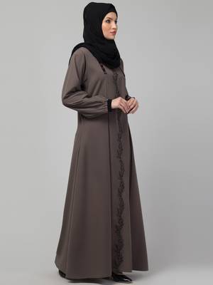 Grey Kashibo Resham Embroidered Burkha 3
