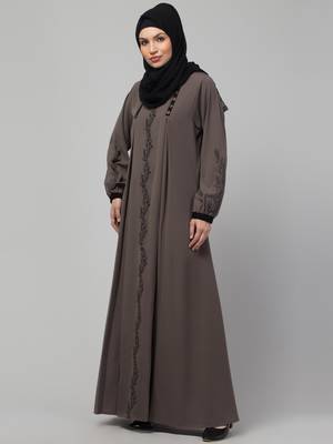 Grey Kashibo Resham Embroidered Burkha 4