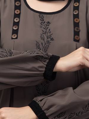 Grey Kashibo Resham Embroidered Burkha 5