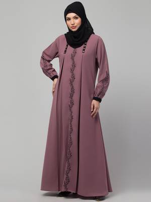 Mauve Party Wear Abaya for Women 4