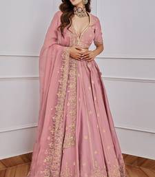 Pink Satin Sequence Work Semi-Stitched Lehenga Choli with Net Dupatta For Women