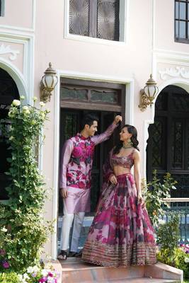 Designer Flower Printed Embroidery work Lehenga Choli For Women  5