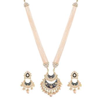 Blue beaded_jewellery Yellow Gold Alloy   Necklace   with Pair of Earring 5