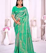 Sangam Prints Sea Green Silk Woven Work Traditional Saree