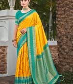 Sangam Prints Yellow Silk Woven Work Traditional Saree