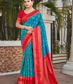 Sangam Prints Sky Blue Silk Woven Work Traditional Saree