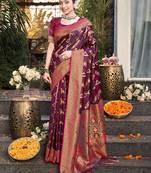 Sangam Prints Purple Silk Woven Work Traditional Saree