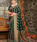 Sangam Prints Dark Green Silk Woven Work Traditional Saree