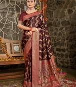 Sangam Prints Brown Silk Woven Work Traditional Saree