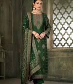 Heavy zari woven green colour viscose pashmina fabric partywear salwar kameez