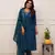 Teal blue colour ethnic looks embroidered girlish salwar kameez