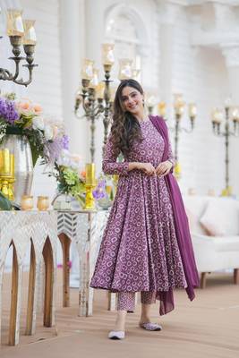 Purple colour smart and ethnic looking readymade salwar kameez for graceful festive looks 1