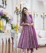 Purple colour smart and ethnic looking readymade salwar kameez for graceful festive looks