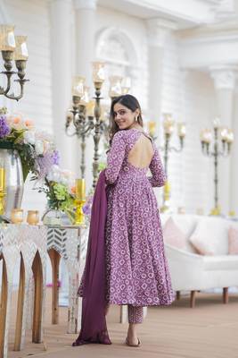 Purple colour smart and ethnic looking readymade salwar kameez for graceful festive looks 2