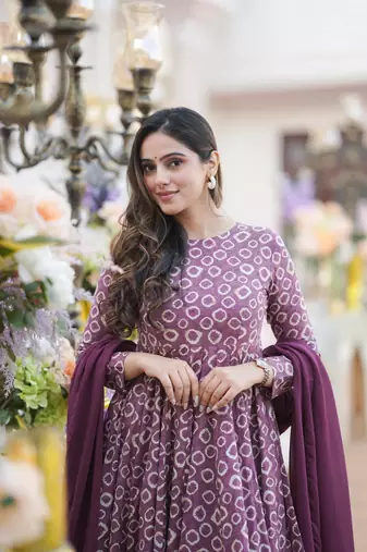 Purple colour smart and ethnic looking readymade salwar kameez for graceful festive looks