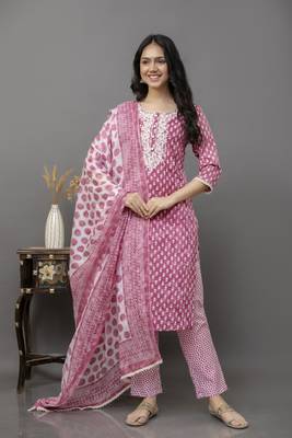 Maroon colour cotton fabric casual suit with resham work 1